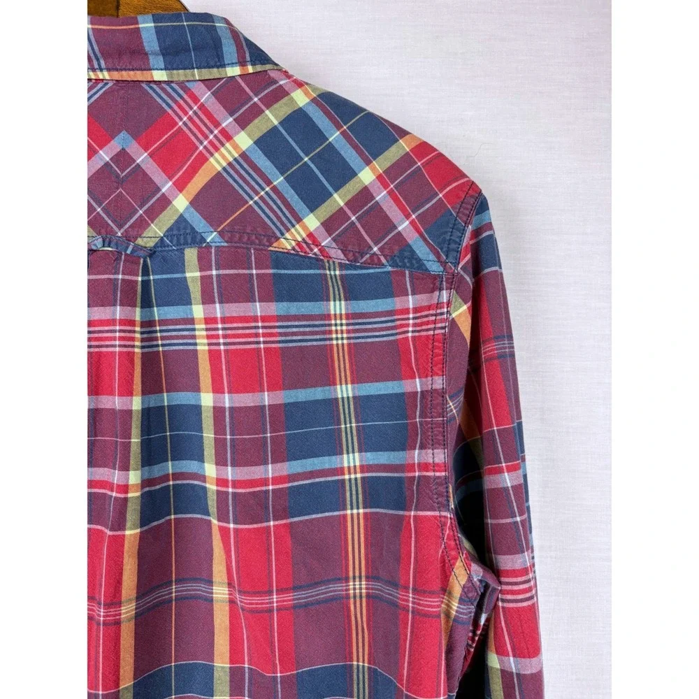 Jachs NY Mens Plaid Button Down Shirt Red Blue Yellow Long‎ Sleeve Classic Fit
